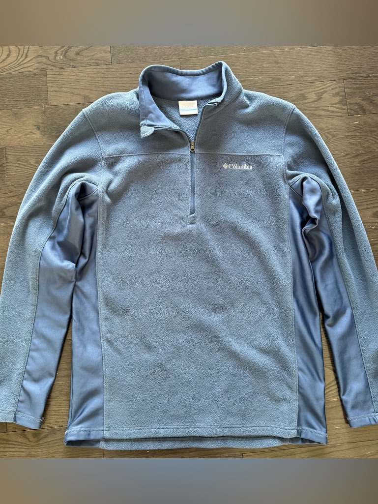 Columbia Light Blue Quarter-Zip Fleece Pullover Men’s Medium